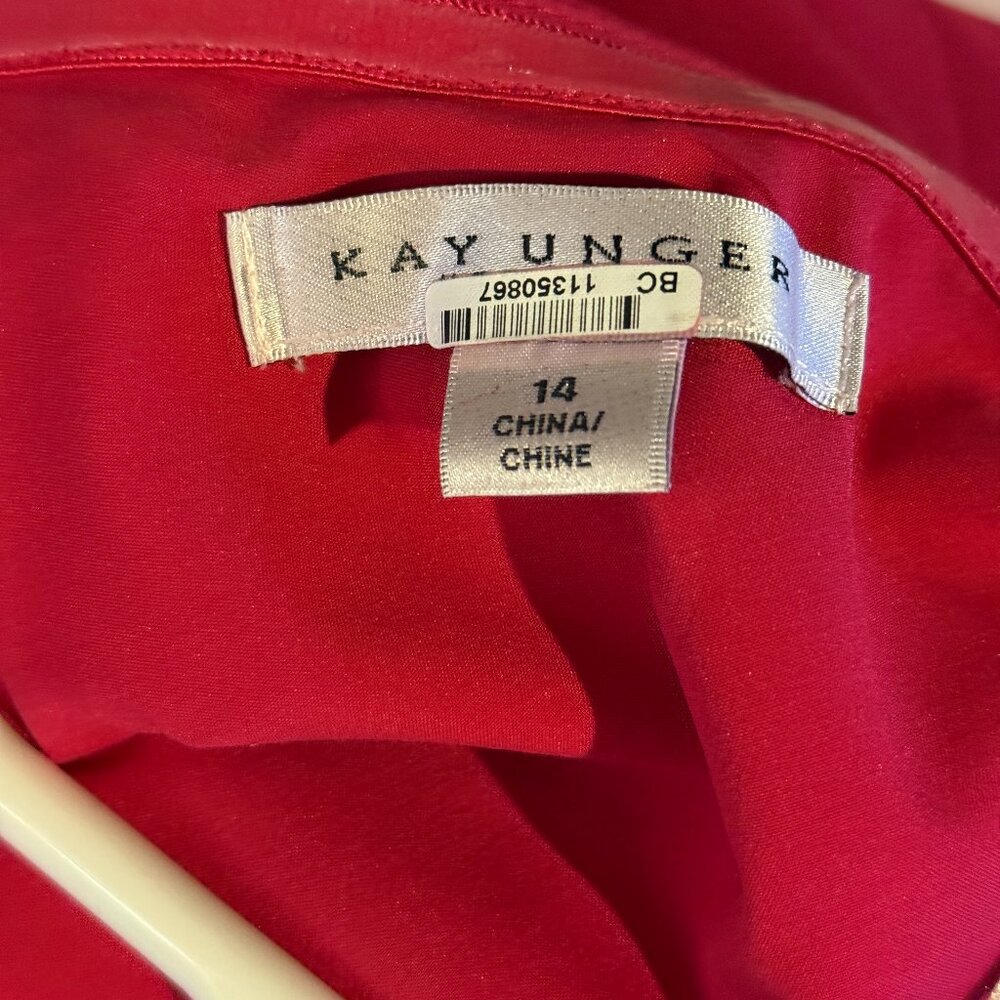Kay Unger Genesis Walk Thru Pant Dress One Shoulder Red Size 14 - Picture 4 of 15
